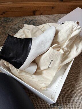 Vintage black and white Celine Leather booties - size 39.5